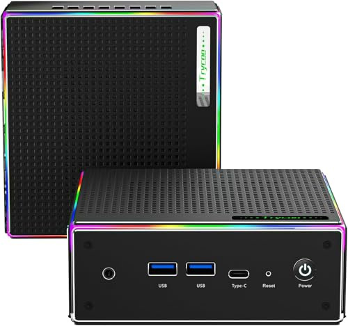 Trycoo Mini PC da gioco Ryzen 9 7940HS (fino a 5,2 GHz) 32 GB DDR5 RAM, SSD 1T, mini computer desktop AMD con triplo display 4K, USB3.2, Type-C, micro PC integrato WiFi6, BT5.2 per streaming di giochi