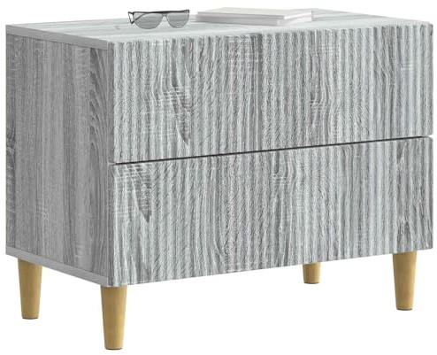 vidaXL Nachttisch Graues Sonoma 62 x 34,5 x 48 cm Holzwerkstoff, Vintage Schlafzimmermöbel, rechteckiger Nachttisch, viel Stauraum, kompakter Holztisch, praktischer Raumorganizer