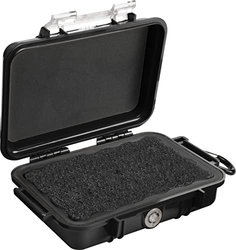 PELI 1020 Small IP67 rated Watertight Micro Case for Water Sports and Outdoor, 1L Capacity, Made in US, Clear/Black Liner