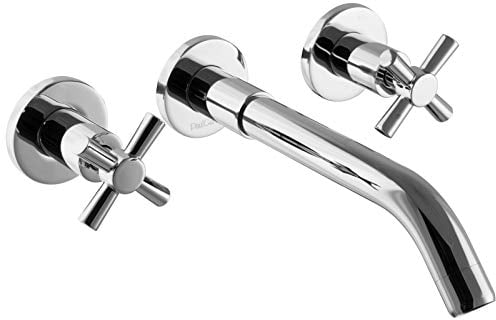 PaulGurkes 3-Loch Unterputz Kreuzgriff Waschtischarmatur Waschtischbatterie Wasserhahn Mischbatterie UP-Armatur
