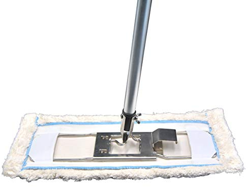 FSProdukte Set Bodenwischer 42 cm Halter aus Metall, Stiel aus Aluminium, Bodentuch WEISSEXTREM kompatibel mit Hara Vileda u.a.