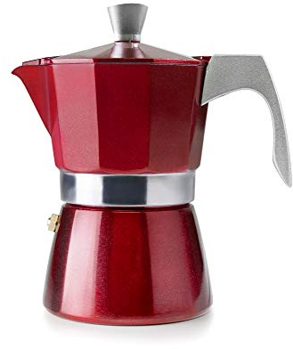 IBILI - Cafetera express Evva Red, 2 tazas, 100 ml, Aluminio fundido, Apto para inducción