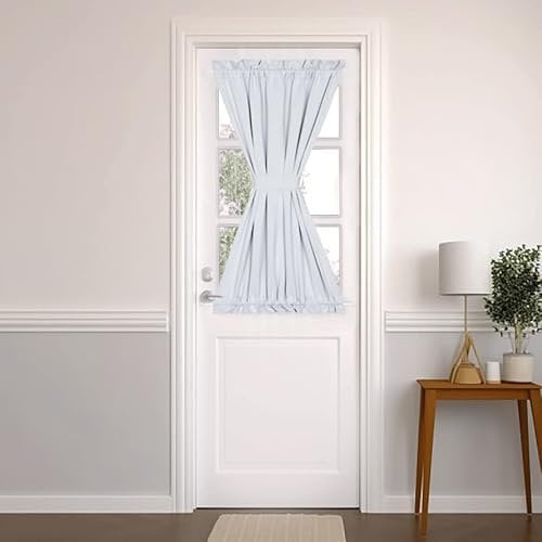 PANOVOUS French Door Curtain, Small Window Rod Pocket Blackout Curtain, 25x40, Single Panel, Greyish White