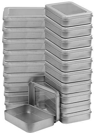 Kurtzy Metall Aufbewahrungsbox Mit Deckel Klein Silber (20er Pack) 9x6,3x1,8cm Kleine/Tragbare Leere Behälter ohne Scharniere - Mini Rechteckige Survival Kit Metall Box - Aufbewahrungsdose mit Deckel