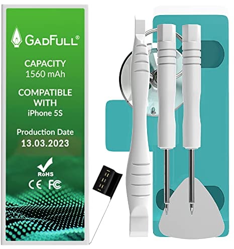GadFull Battery compatible with iPhone 5S | 2020 Production Date | incl. Repair Set Manual & Profi Kit Tool Set | Works with All Original APN | Mobile Phone New Extra Battery
