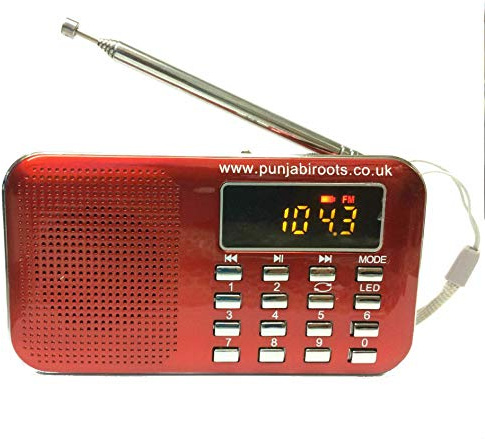 Punjabi Roots Gurbani MP3 Player/Radio with over 800 Hours of Pre Loaded Plath, Nitnem, Sukhmani Sahib & Lots More Paath, Katha & Kirtan: Red