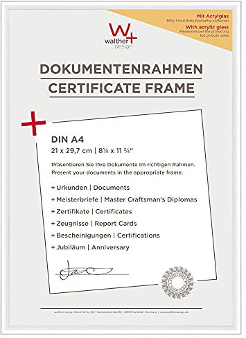walther design Bilderrahmen weiss 21 x 29,7 cm (DIN A4) mit Kunstglas, New Lifestyle Kunststoffrahmen KVX130W