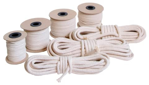 EdcX Mecha de Vela de 1,4 a 10 mm, Mecha de algodón Trenzada, Mecha Redonda, Mecha de Vela para Hacer Velas, Mecha sin Humo, Mecha Redonda para Hacer Velas, Vela de Bricolaje, lámpara de Aceite