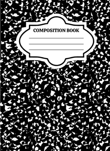 Composition Book: White Marble, Marble Composition, Composition Notebook, draw and write journal, College Ruled, 100 pages, 7.5 in x 9.25 in, 19.05 x 23.495 cm, Cute Black and White Cover