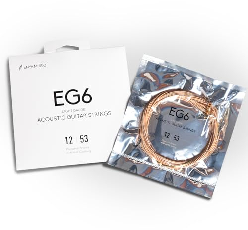 Enya Gitarrensaiten – Akustikgitarrensaiten – für 6-Saiten-Gitarre – Phosphorbronze – Anti-Rost-Beschichtung – Lichtstärke – EG6 (0,12–0,53)