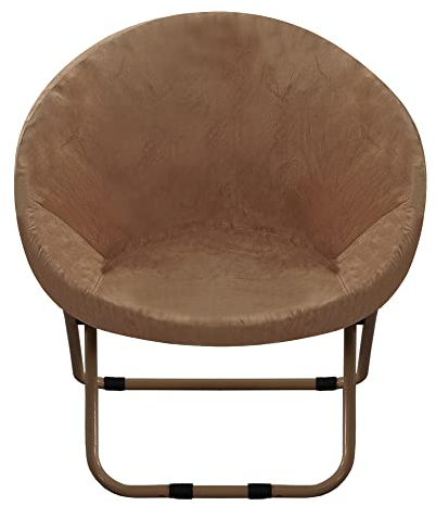 GAMUKAI Stretchy Velvet Saucer Chair Slipcover,Removable Round Velvet Moon Chair Cover Furniture Protector for Living Room (Camel, Medium)