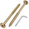 SKIR'CO (6 uds) Tornillos de conector de madera chapados en zinc amarillo 6,5 x 90 mm, tornillos de conector de muebles, cabeza plana