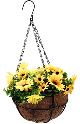 Cabilock Cradle and Flower Pot Hanging Ornaments Hanging Greenery Artificial Hanging Vine Flower Basket Hanging Baskets with Flowers Hanging Flowers with Basket Plastic Wedding Planter