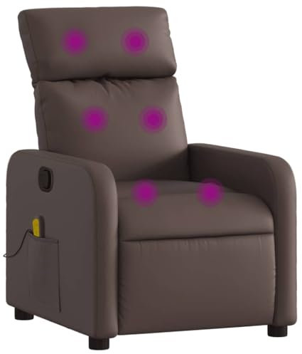 vidaXL Massagesessel, Sessel Verstellbare Rückenlehne Fußteil, Fernsehsessel Relaxsessel mit Liegefunktion, Liegesessel Polstersessel Ruhesessel, Braun Kunstleder