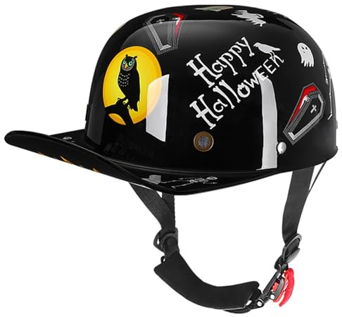 Retro-Motorradhelm, Halbschalenhelm, Baseball-Cap-Helm, ECE-Zertifizierter Jethelm, Skull-Cap-Helm Im Deutschen Stil, Motorrad-Cruiser-Scooter-Helm C, L=(58-60cm)