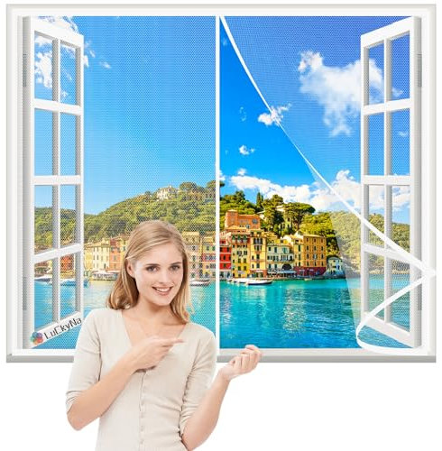 Mosquitera Puerta Magnetica 60x70cm Blanco Magnetica Corredera Cortina Cierre Automaticamente Evita Paso de Insectos para Balcón Puerta Corredera de Patio