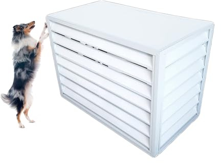 Yslopeno Klimaanlage Abdeckung,Abdeckung Klimaanlage Außengerät,Aluminium Blumenständer,Sichtschutz Für Den Außenbereich,Aluminium-Klimaanlagenabdeckung(Weiß,110x60x80cm)