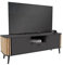 TV Lowboard Fernsehschrank TV-Board Retro grau mit Eiche Lamellen 2 Türen 1 Schublade 138x50x40 cm