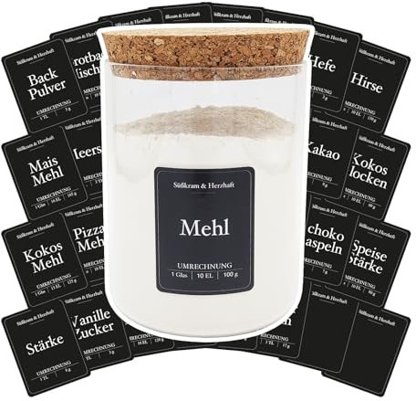 32 küchenaufkleber Süßkram & Herzhaft Schwarze auf Deutsch - küche aufbewahrung & organisation, beschriftung vorratsdosen, aufkleber küche must haves, küchen accessoires, vorratsdosen aufkleber