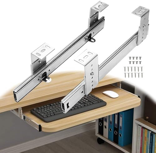 Schubladenführungen, Regalschienenführungen for unter den Schreibtisch, Schubladenführungen for unter den Tisch mit Befestigungsschrauben, ausziehbare Regalschienen for unter den Tisch, Gleitschienen