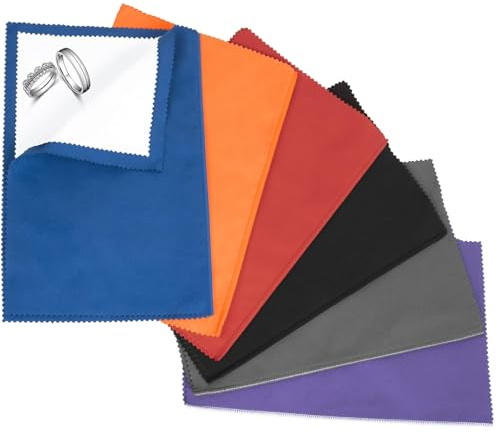 FrostyFlair chiffon de nettoyage pour argent, 6 pièces pour couverts, nettoyage de bijoux, chiffon de polissage, 32x25cm pour or, argent, platine, acier inoxydable