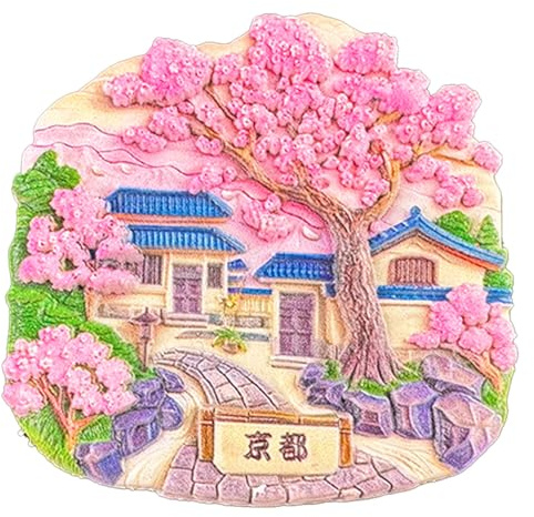 Kyoto Japanischer Kühlschrankmagnet, Reise-Souvenir, Kunstharz, Kirschblüte, Stadtstil, Heimdekoration, klassisches Wahrzeichen, Handwerk