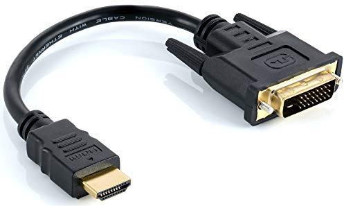 POPPSTAR HDMI Stecker auf DVI Stecker (Adapter 19-Pin HDMI Anschluss auf 24+1 DVI-D Anschluss), vergoldete Kontakte, 12 cm Kabel
