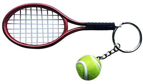 Mini-balle De Tennis Raquette Pendentif Porte-clés Cadeau Porte-clés - Rouge