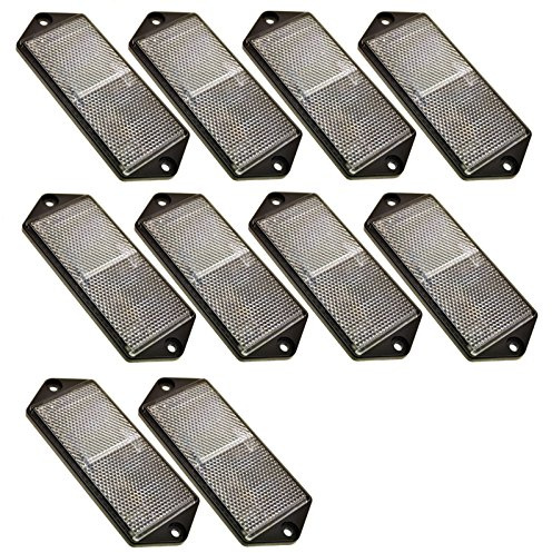 Clear Large Rectangle Front White Reflector Pack of 10 Trailer Fence Post TR070
