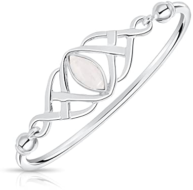 DTPsilver -Damen Armreif/Armbänder 925 Sterling Silber - Keltische Dreifaltigkeitsknoten - keltischen Kollektion - Mondstein