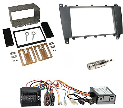 Doppel-DIN 2-DIN Radioblende Halterung schwarz + CAN-Bus Adapter für Mercedes C-Klasse (W203) 04/2004-11/2007 / C-Klasse (S203) 04/2004-10/2007 / C-Klasse (CL203 Facelift) 04/2004-04/2008