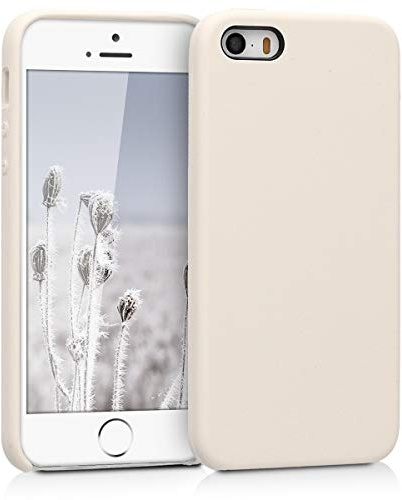 kwmobile Handyhülle für Apple iPhone SE (1.Gen 2016) / iPhone 5 / iPhone 5S Hülle - Case Silikon - Kabelloses Laden - Schutzhülle Cover in Creme