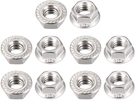sourcing map 3/8-16 Serrated Flange Hex Lock Nuts, 304 Stainless Steel, 10 Pcs