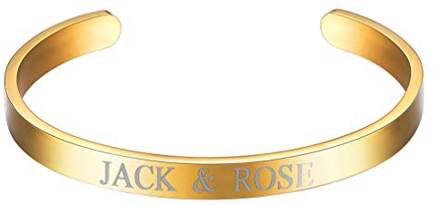 PROSTEEL Name Texte Gravur Armreif personalisierbar Offener Armband 18k vergoldet hochglanzpoliert Armschmuck für Damen Herren Partnerarmband Freundschaft(Gold/L)