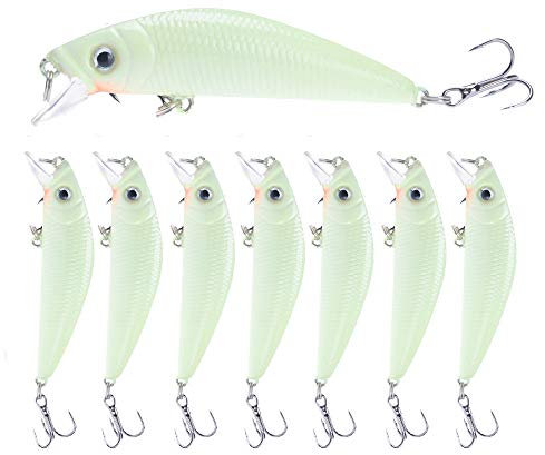 GLITZFAS Kunstköder Set Leuchtend Wobbler Angelköder Lure Bionische Köder Minnow Harten Köder 7 Stück