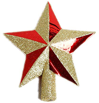 Molinter Tannenbaumspitze Weihnachtsbaumspitze Christbaumspitzen Baumspitze Weihnachtsbaum Stern Weihnachtsstern Baumschmuck für Weihnachten Deko (Rot)
