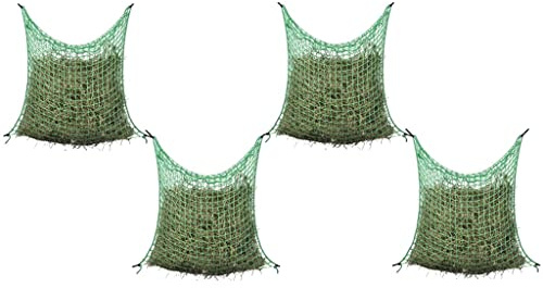 vidaXL 4X Heunetz Engmaschig Futternetz Futtersparnetz Pferd Pony Heu Stall Netz Heutasche Heusack Witterungsbeständig Quadratisch 0,9x1m PP