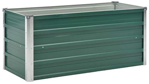 Goliraya Hochbeet Pflanzbeet Kräuterbeet Blumentopf Blumenkasten Blumenkübel Metall Gartenbeet Frühbeet Garten Blumenhochbeet für Terrasse & Garten Verzinkter Stahl 100x40x45 cm Grün