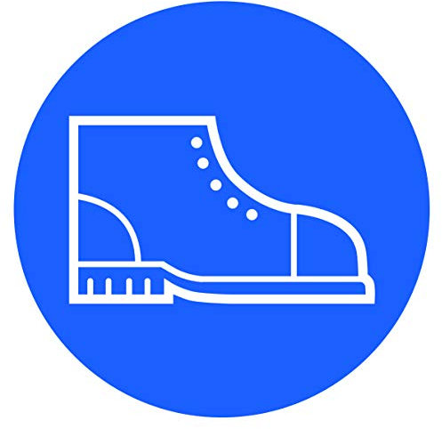 10 Stück Sicherheitsschuhe Aufkleber Sticker Verbotszeichen Gebotszeichen feste Schuhe mit UV Schutz Warnzeichen für Außenbereich Innenbereich festes Schuhwerk Sicherheit von STROBO 9,5 x 9,5 cm