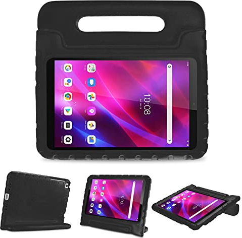 ProCase Funda Infantil para Lenovo Tab M8 8 HD/Tab M8 FHD 8.0 Inch/Smart Tab M8, Carcasa Niño Antigolpes con Asa Convertible Tapa de Soporte, Funda Bebé Blanda Ligera Lenovo Tab M8 8 2019 –Negro