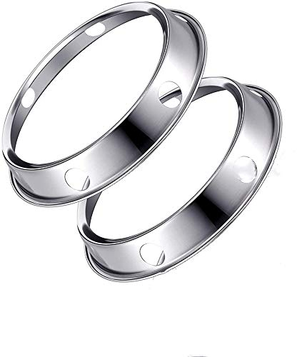 Wok-Ringe aus Edelstahl, metallischer runder Boden, 2 Stück, 19,8 cm und 24,9 cm, wendbare Größe, Universalgröße für alle Woks