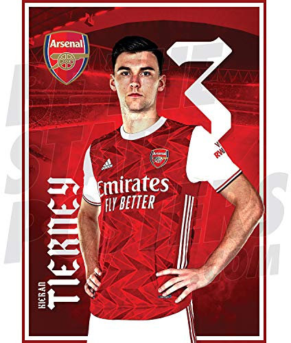 Be The Star Posters Arsenal FC 2020/21 Kieran Tierney A3 Football Poster/Print/Wall Art - Officially Licensed Product red