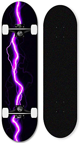 31-Zoll-Ahorn-Skateboard komplettes Deck für Anfänger, professionelles fortgeschrittenes Skateboard-Lila Blitz