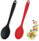 Cuillères de Cuisine en Silicone, Lot de 2 CuillèRe Service Sans BPA, RéSistant à La Chaleur Perfectes Pour MéLanger et Servir (noir et rouge)