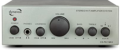 Dynavox CS-PA1 MK II Mini Stereo-Verstärker, Klangregelung für Bass und Hochton, 3,5 mm Klinken-Anschluss für Kopfhörer, Silber