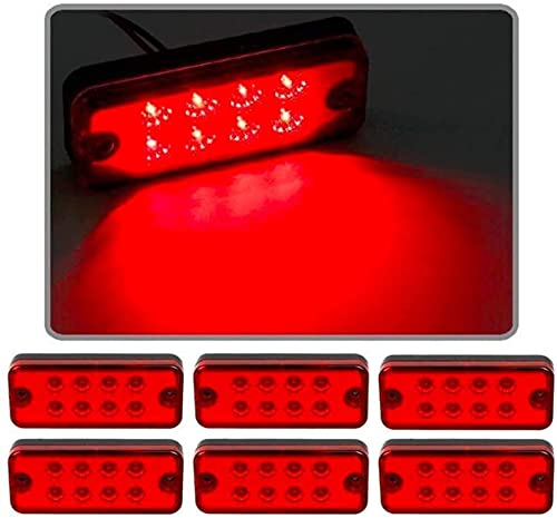 Seitenmarkierungsleuchten, 6 Stück 12V 24V 8 LED Side Marker Lights LKW-Seitenmarkierungsanzeigen Autoseitenanzeiger Lichter für LKW-Anhänger (Rot)