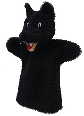Handpuppe Wolf schwarz, 28cm, ohne Beine