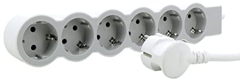 LEGRAND, Flache Steckdosenleiste, 6-fach Steckdose, Mehrfachsteckdose, 5 Meter Kabellänge, Ultraweiß/Grau, 694572