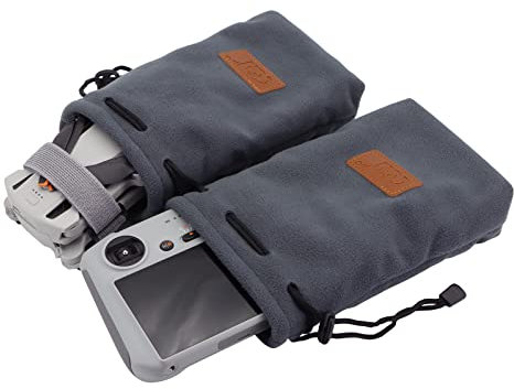 LINGHUANG Mini 4 Pro Portable Bag, Mini 3 Pro Case,Waterproof Flannel Bag Organiser with Drawstring for DJI Mini 4 Pro/Mini 3 Pro/Mini 3 and Remote Control Drone Accessories (2 Pcs)