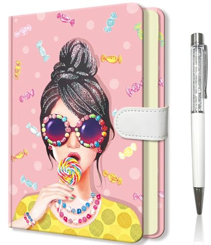 DWIYITTN Notebook for Girls and Pen, Gifts for Teens Hardcover Girls Journal with Pen and Magnetic Buckle Closure 192 Pages 19x13.5cm Lined Undated Diary